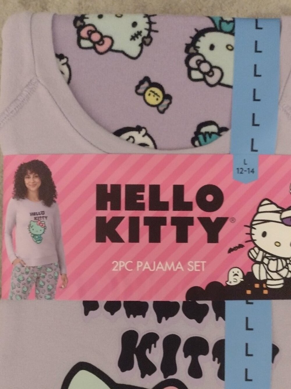 Hello Kitty Halloween Womens size large 12-14 2 piece pajama set new